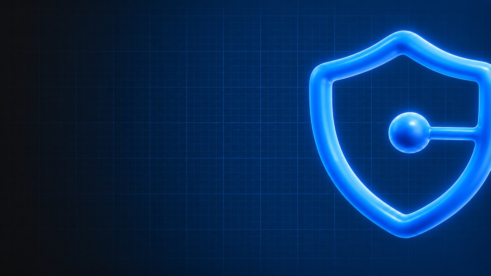 A stylized shield on a blue grid